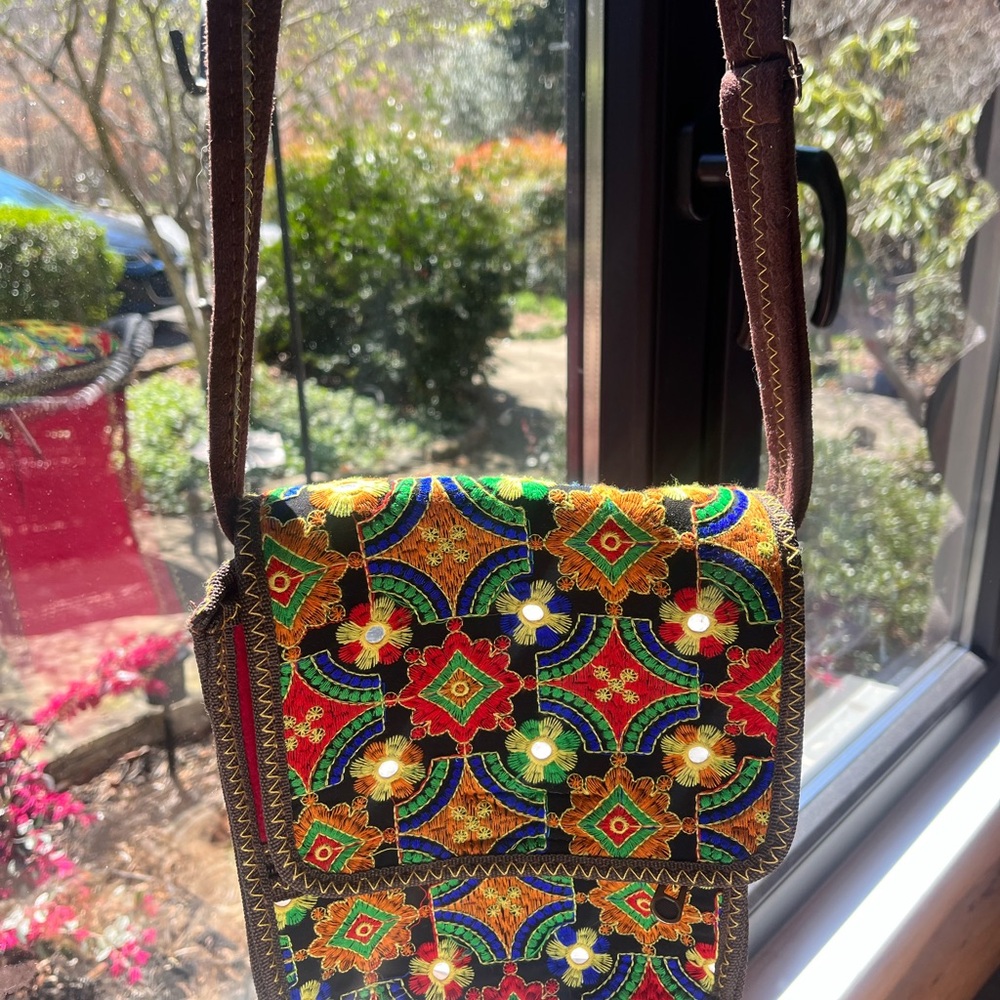 Colorful Embroidered Crossbody Bag